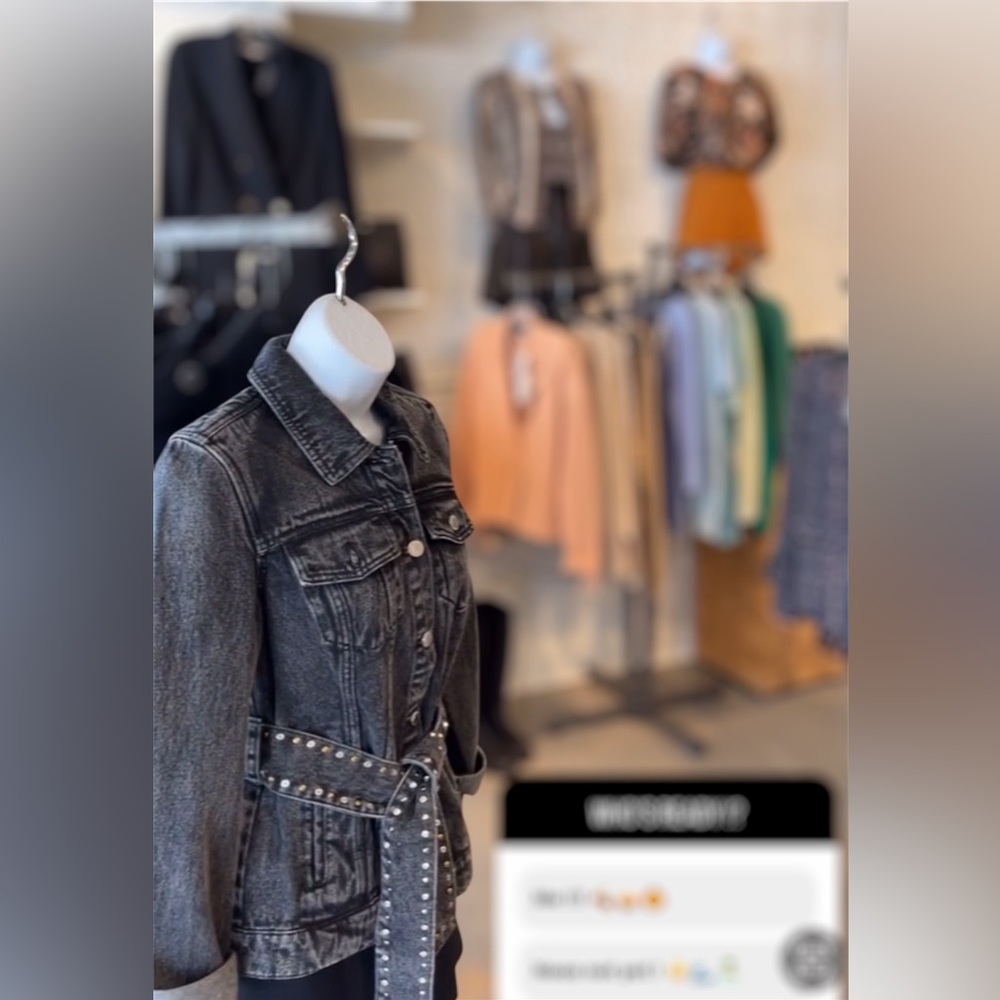 Karl Lagerfeld Studded Black Denim Jacket Size Small- EXCELLENT CONDITION